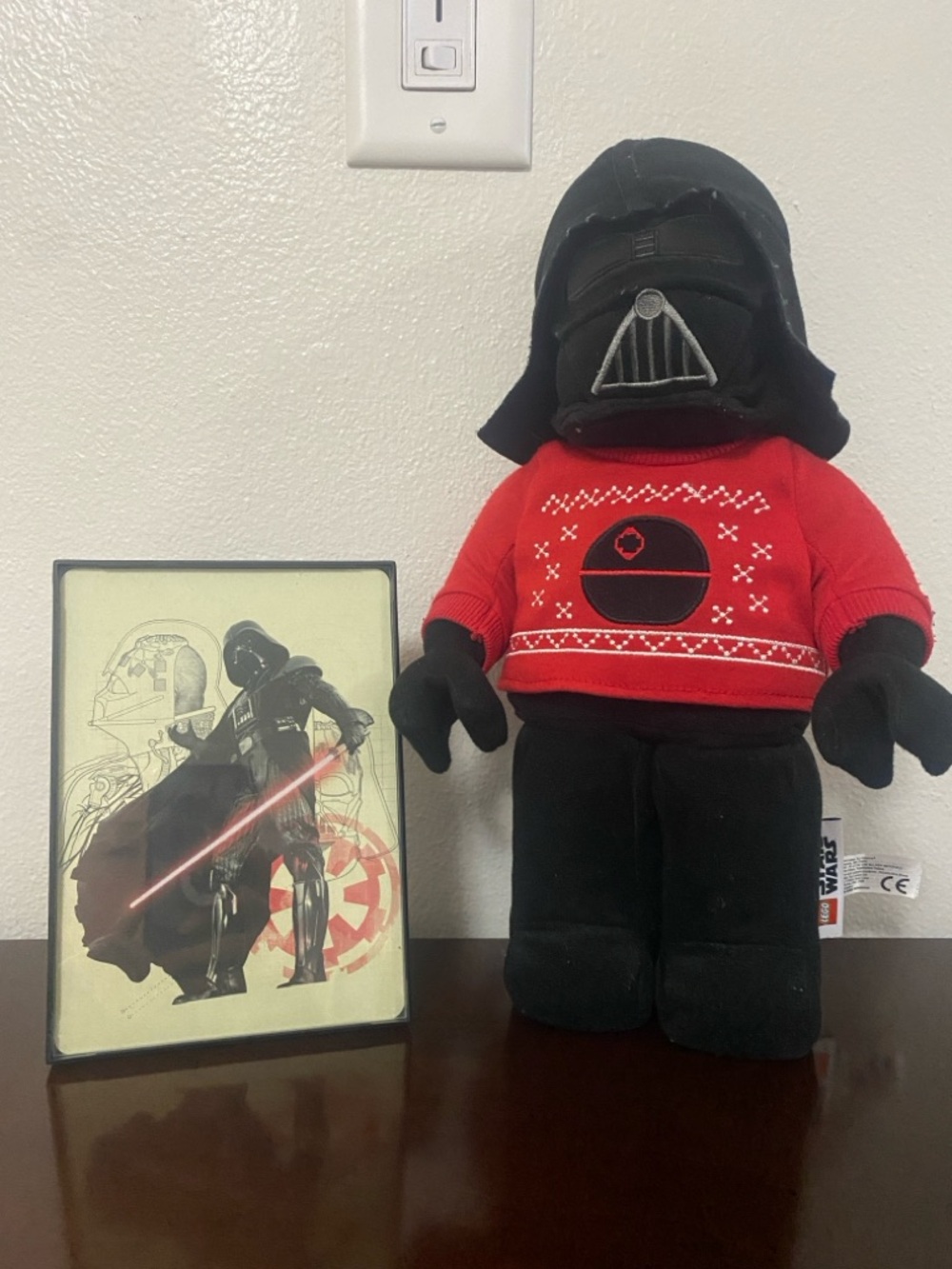Collectible Lego Darth Vader Star Wars Christmas Plush w/ Framed Artwork.